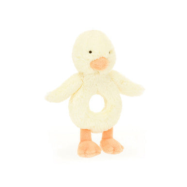 Jellycat Cozy Plush Bashful Duckling Ring Rattle