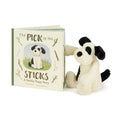 Jellycat Picture Book The Pick of the Sticks Book and Bashful Black and Cream Puppy