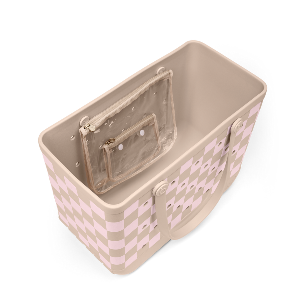 Original Bogg Bag - Checkered Linen/ Pink Marshmallow