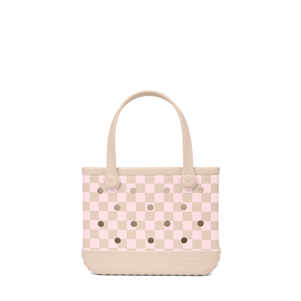 Bitty Bogg Bag - Checkered Linen/ Pink Marshmallow